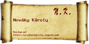 Nováky Károly névjegykártya